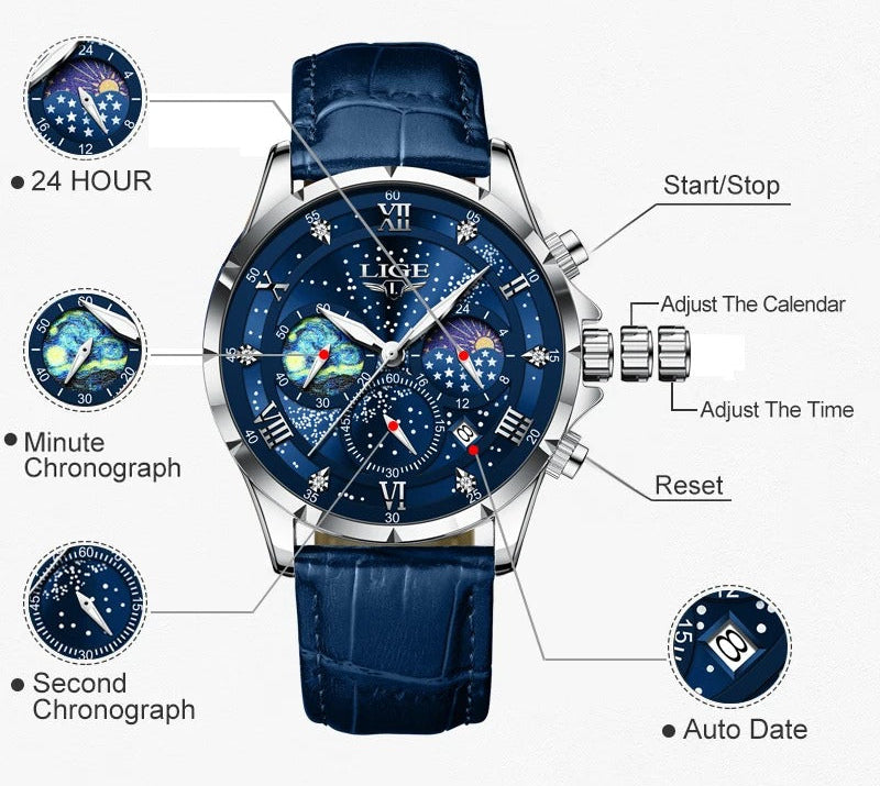 LIGE Classic Astromnia – Luxe, Stijl & Functionaliteit in Één Tijdloos Horloge