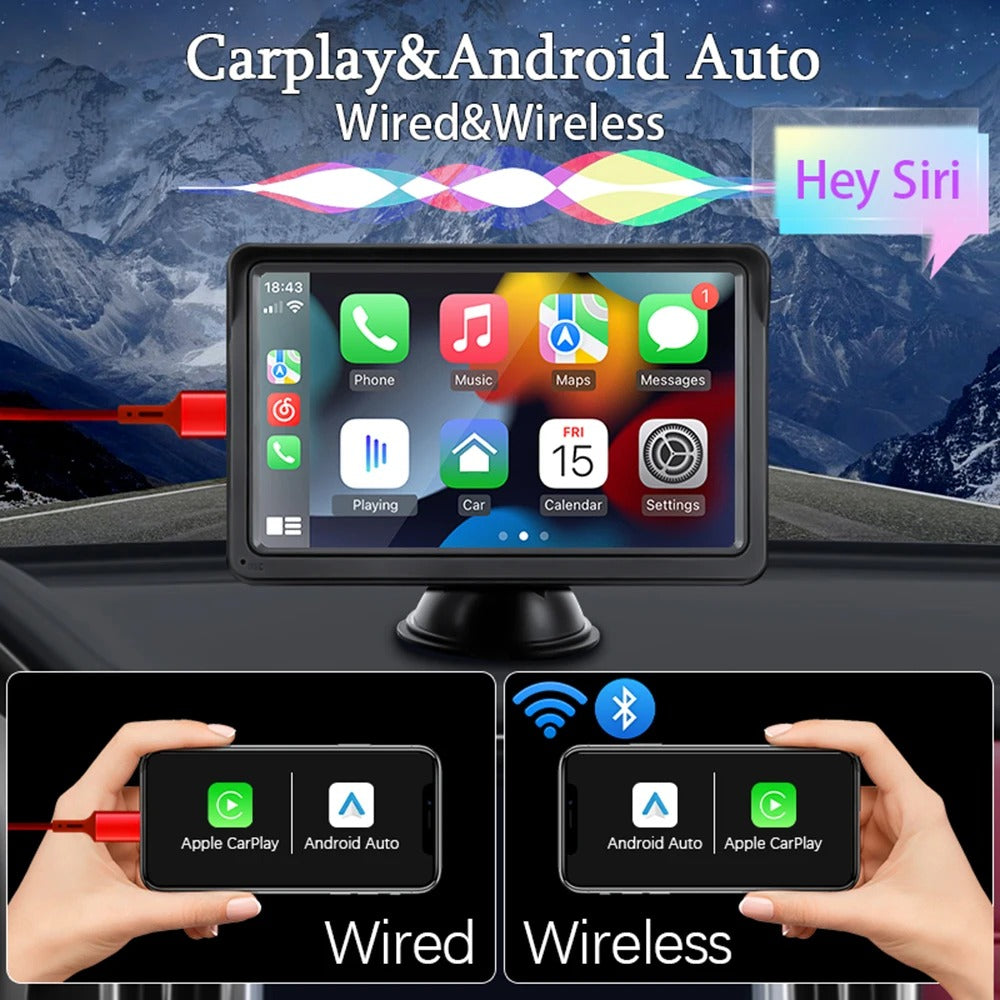 7-inch Draagbare Carplay &amp; Android Auto Scherm – Universele Plug &AMP; Play Oplossing! 🚗